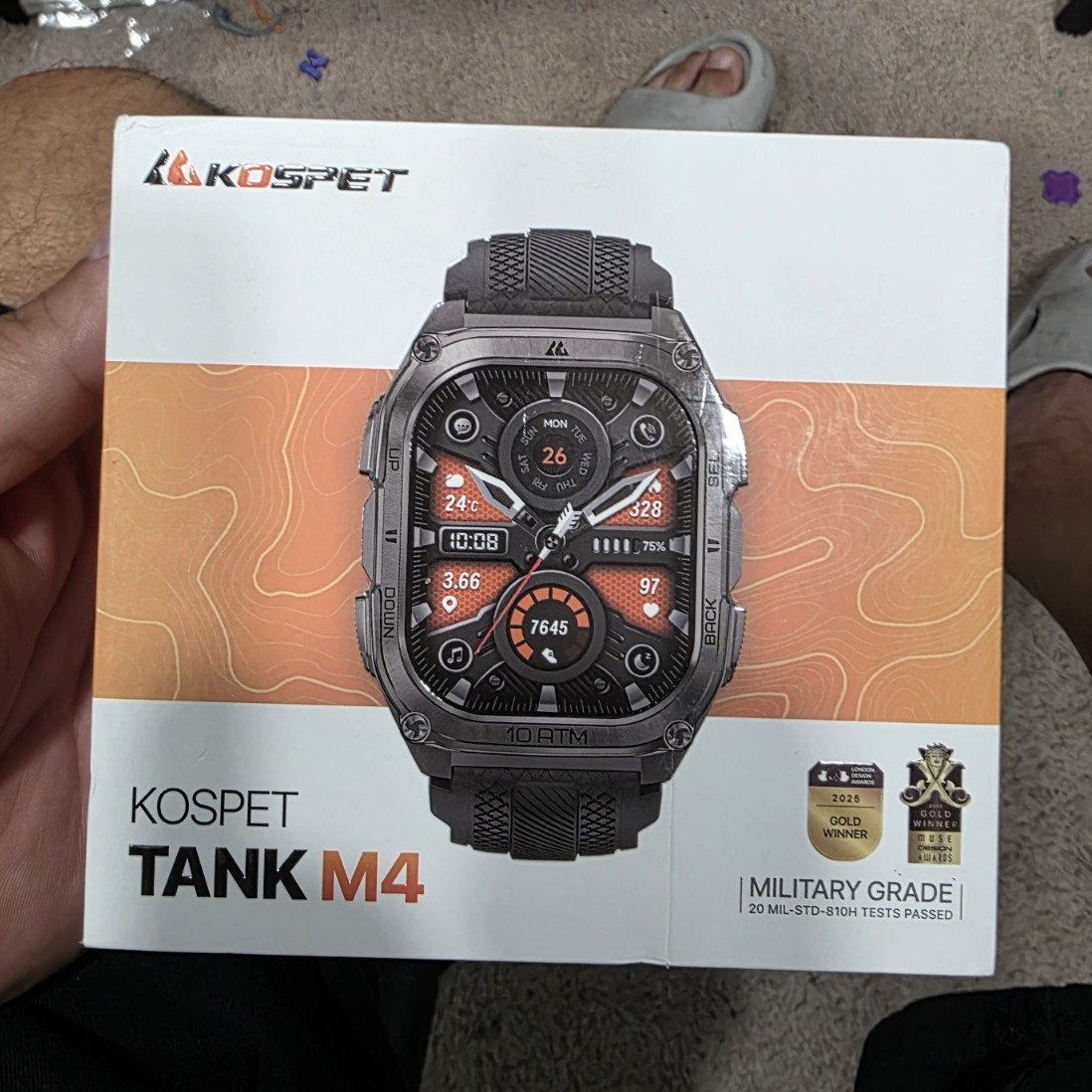 KOSPET Tank M4 Rugged GPS Bluetooth Smartwatch 45mm Black Silicone Band