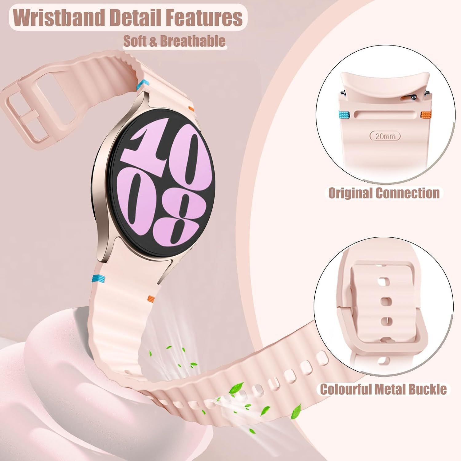 Soft Silicone Strap Compatible with Samsung Galaxy Watch 7 40mm 44mm