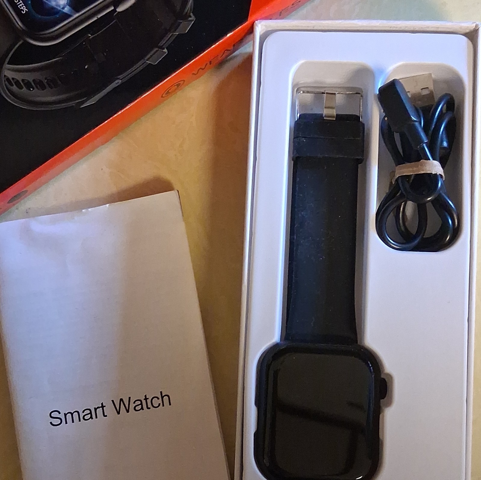 Smart Watch Touchscreen Heart Rate & Step Counter, Black Silicone Band 44mm