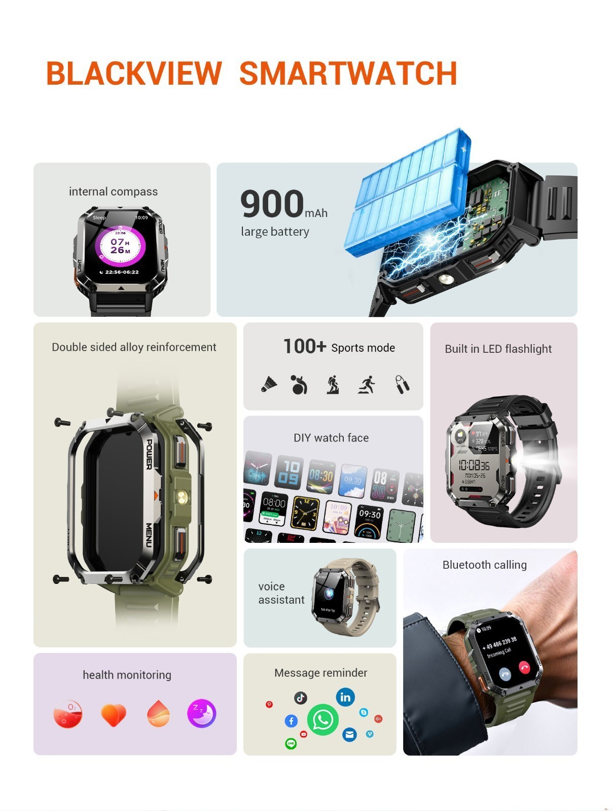 Military Smart Watch for Men(Answer/Dial Calls),100 Sports Modes,5ATM Waterproof