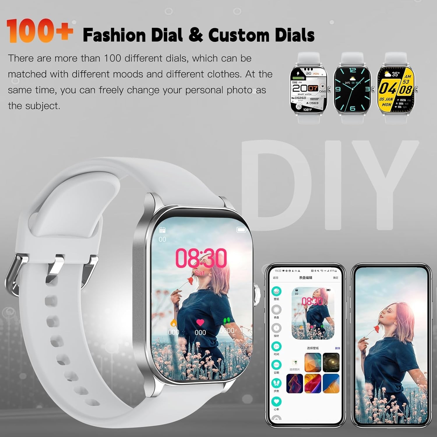 Health Monitoring Smart Watch – Heart Rate, Sleep, Stress, Dual Size 1.85″/2.01″
