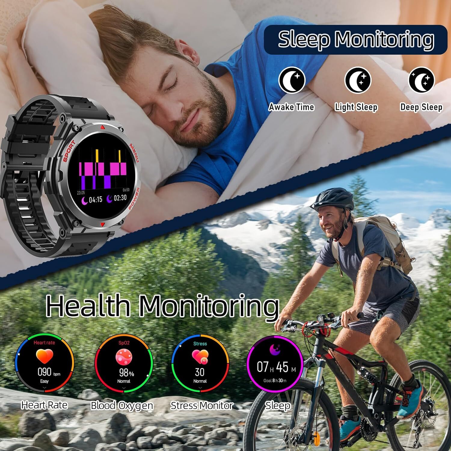 Military Smart Watch for Men with Answer/Make Call HR for Samsung Galaxy S25+