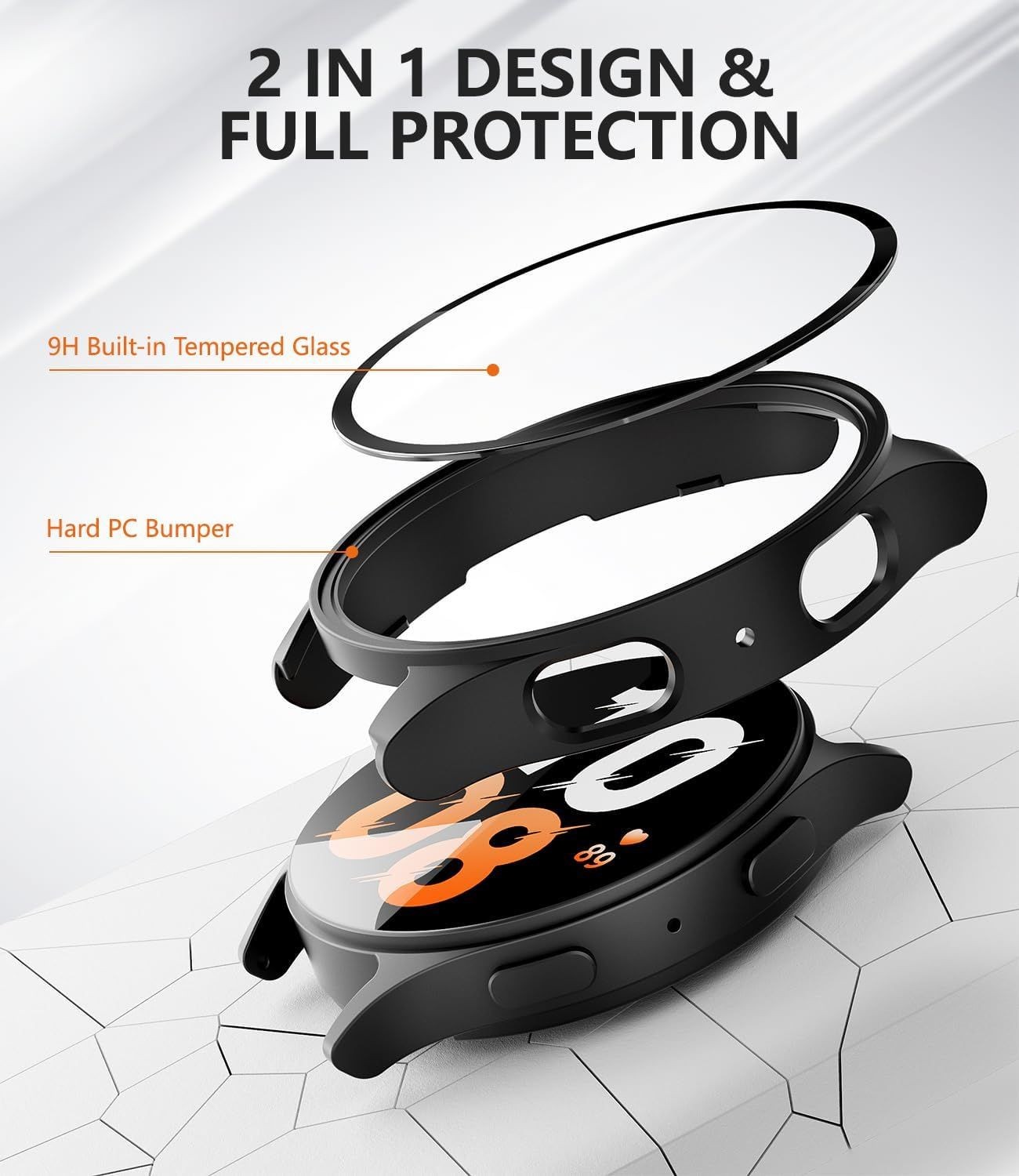 Only Case For Samsung Galaxy Watch 7 40mm Rugged PC Material Bumper