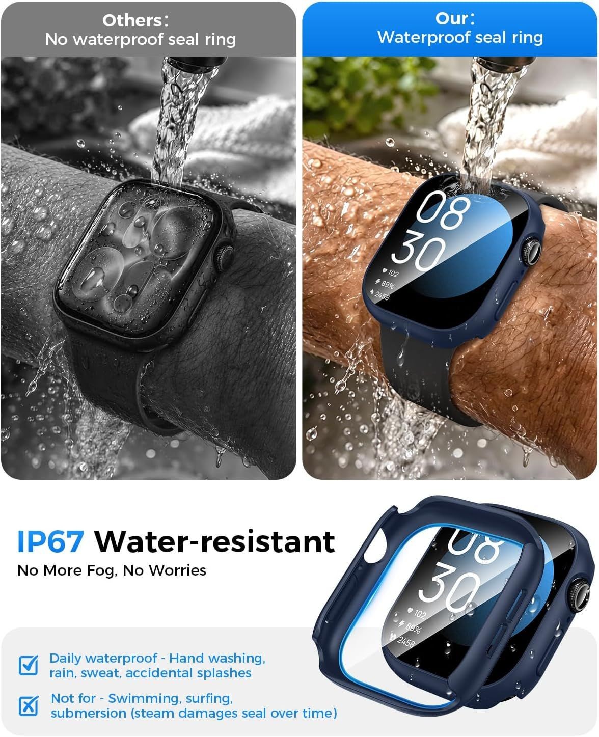 IP67 Waterproof Case for Apple Watch Series 11 46mm, Water-Resistant & Anti-Fog