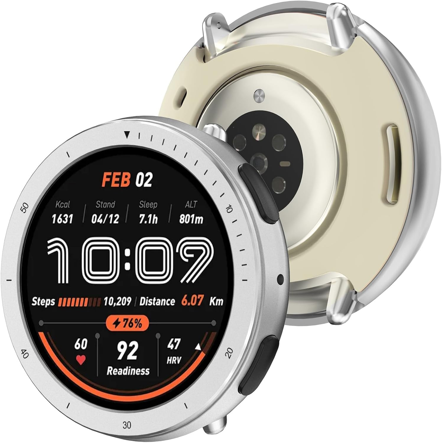 [2 in 1] Metal Case for Amazfit Active 2 Smart Watch 44Mm, Stainless Steel Beze