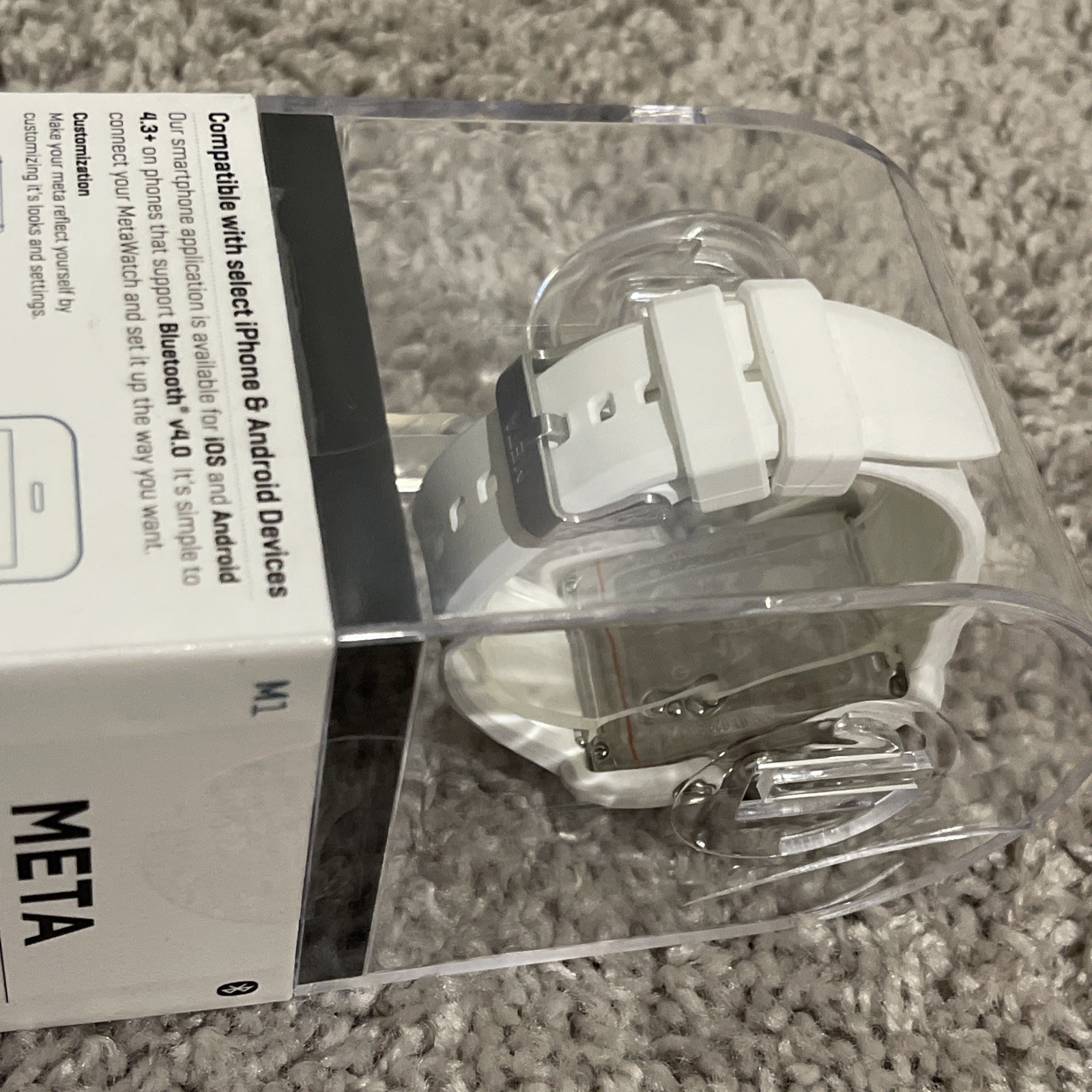 META M1 BLUETOOTH SMARTWATCH MW4004 Stainless Steel Case / Rubber Strap NEW