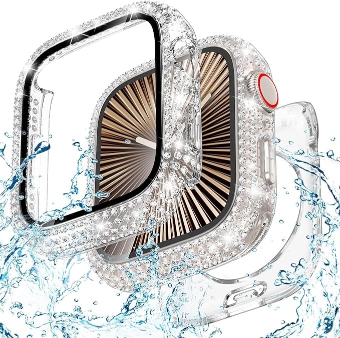 1 Pack Waterproof Bling Case for Apple Watch Series 10 & 11 46mm Splash-Resistan