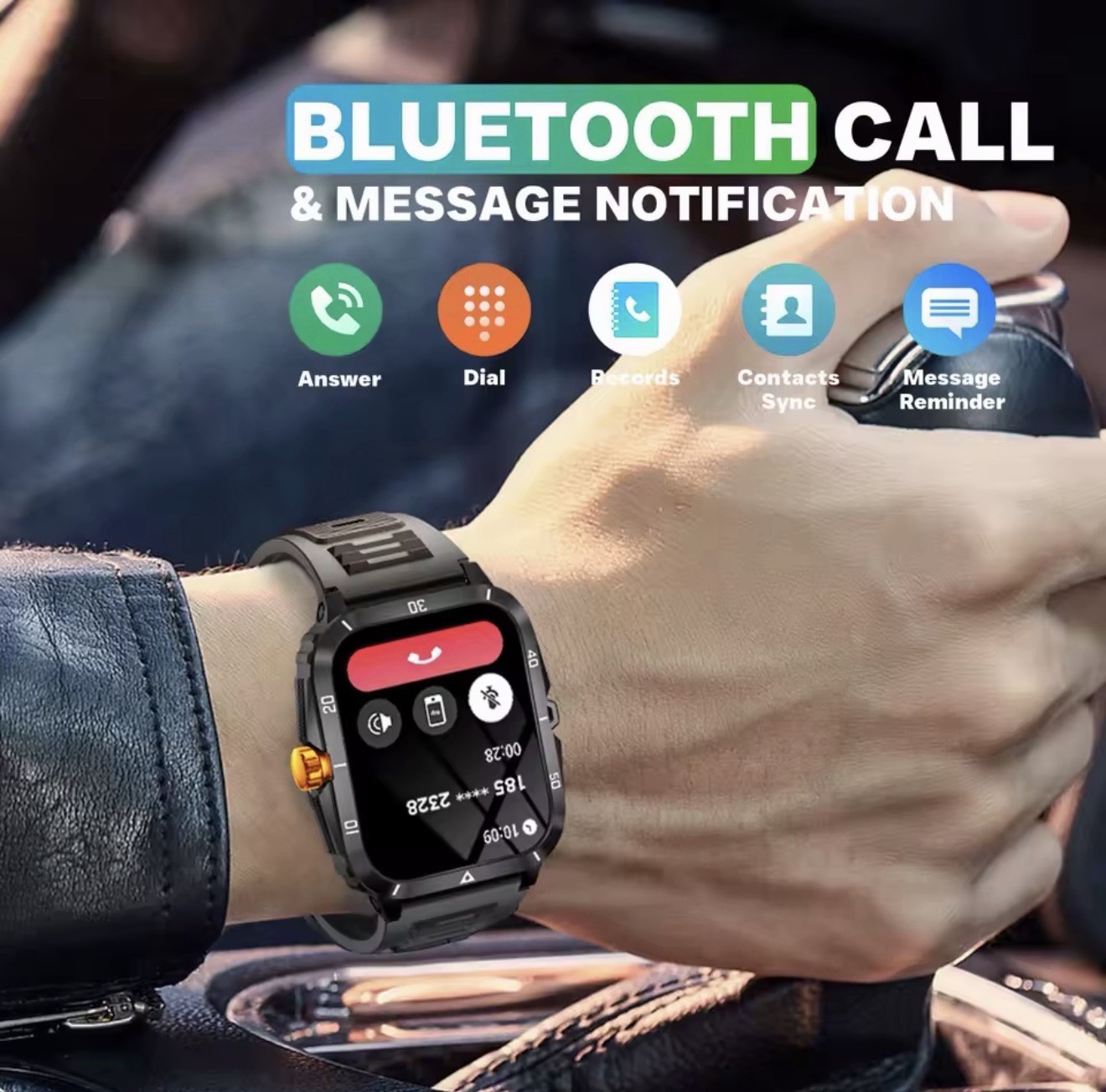 EIGIIS KT71 Smart Watch 1.96” IPS 3ATM Waterproof Bluetooth Call Heart Rate 100+