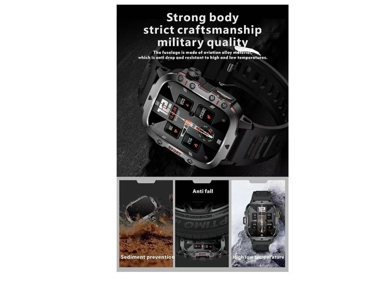 QX11 Smart Watch 1.96″ HD Display Rugged Outdoor Sports Fitness Tracker 100+ Mod