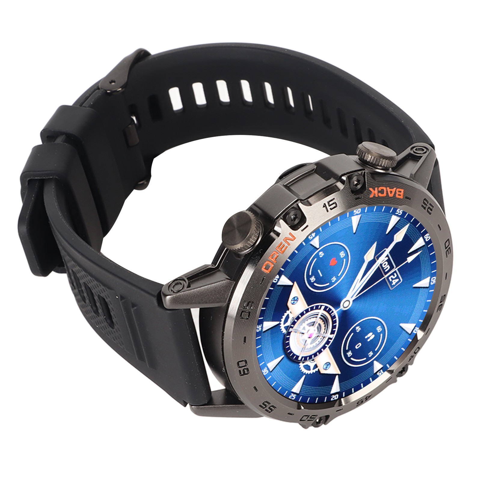 Black Outdoor Smartwatch With Speaker Waterproof Dustproof LCD Bluetooth