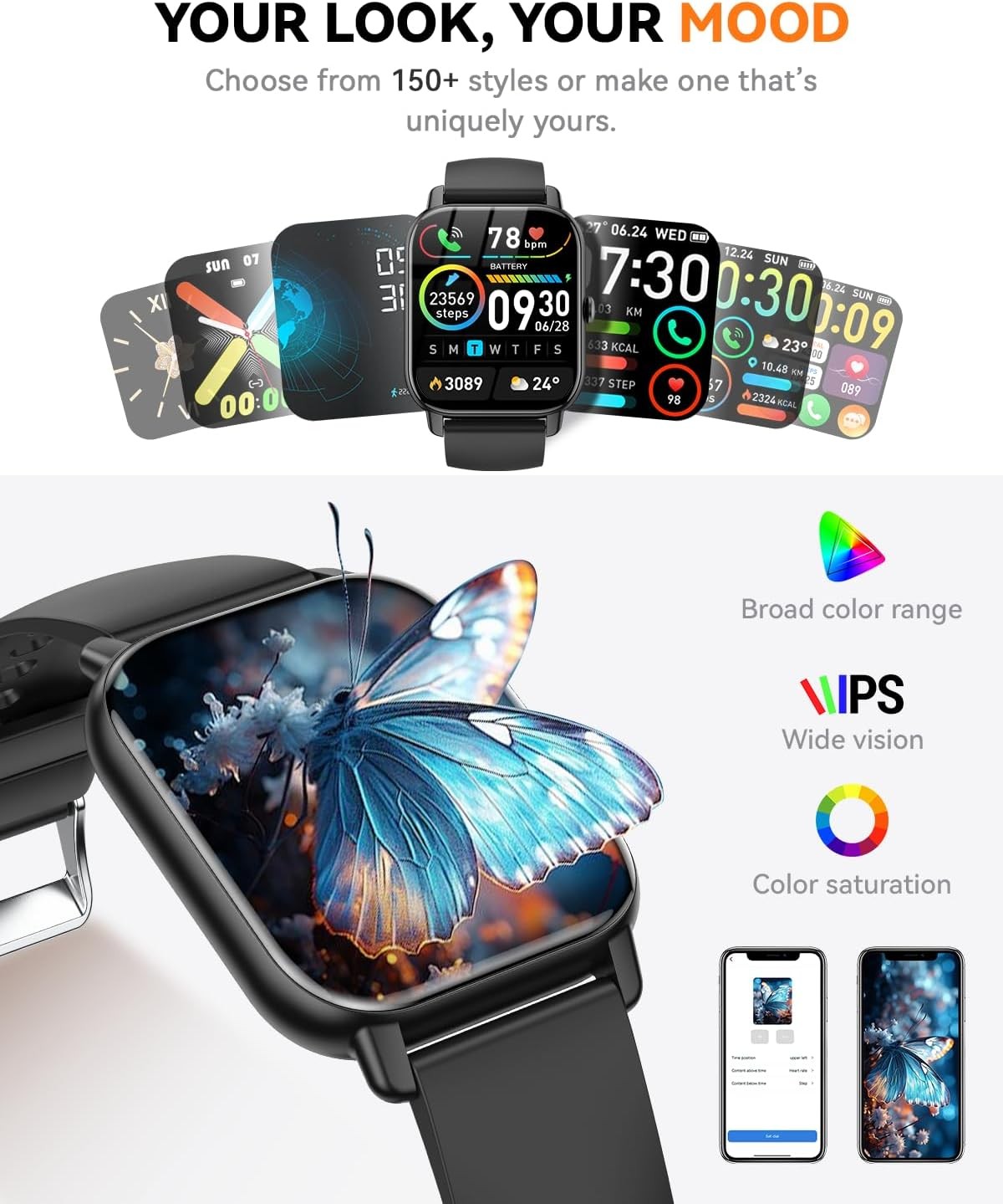 1.83 Inch Smart Watch Fitness Tracker IP68 Sleep Monitor For Android iOS