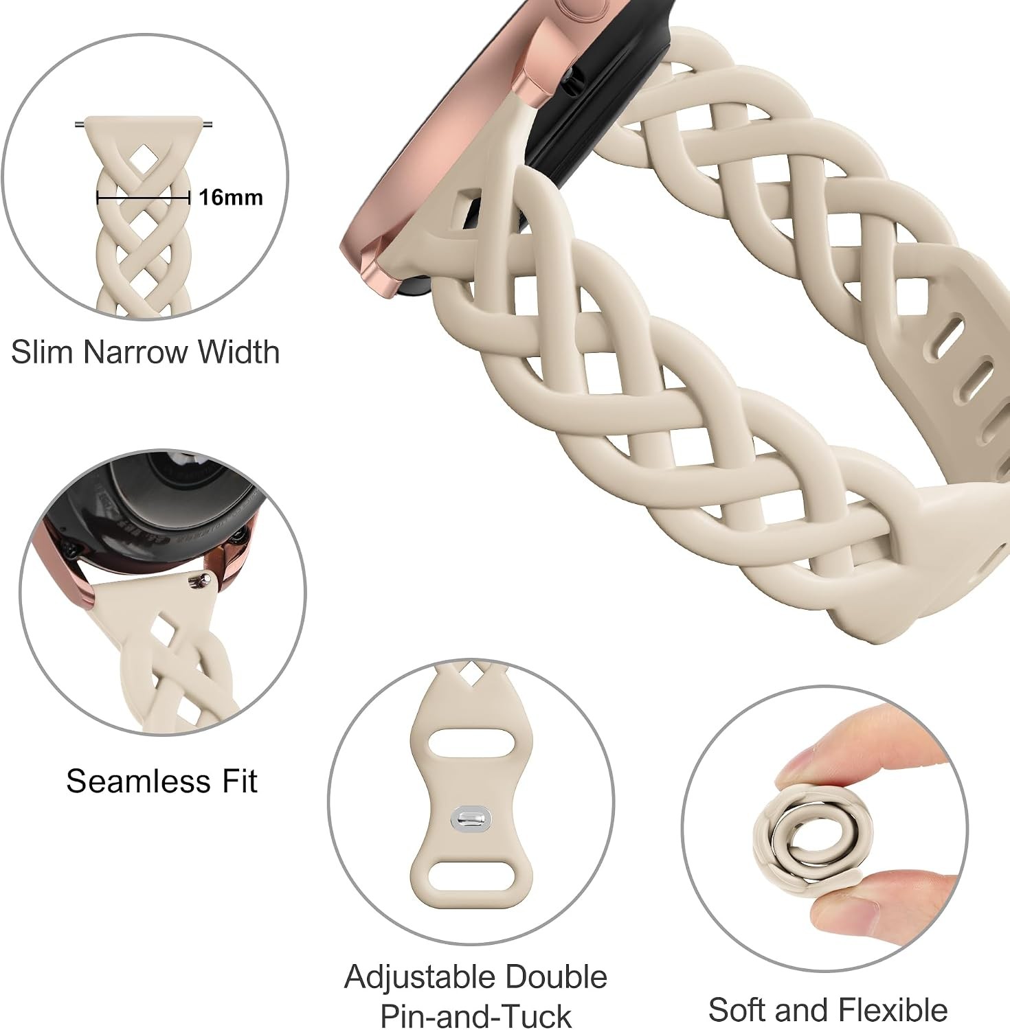 20mm Silicone Band for Galaxy Watch 7 6 5 4 40mm 44mm, Active 2 40mm 46mm