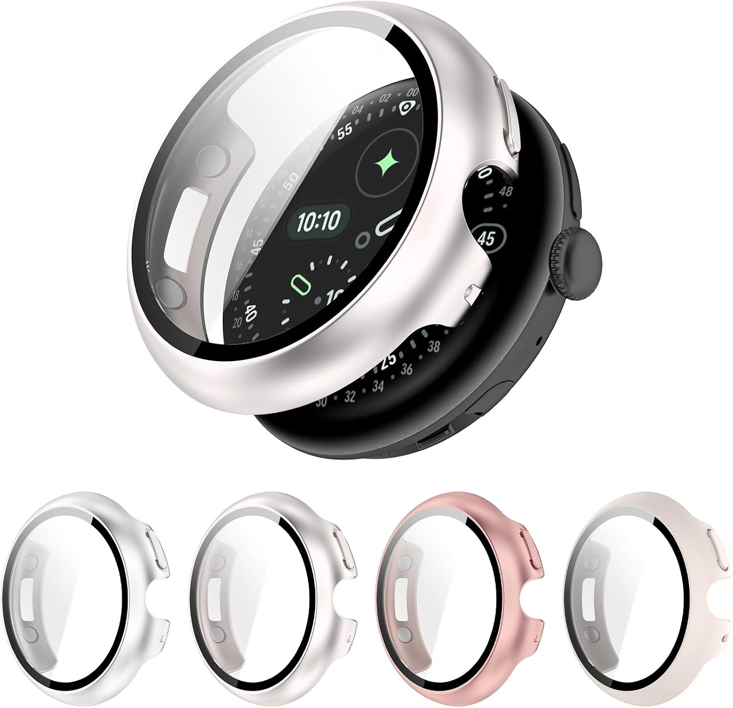 4 Pack Hard PC Screen Protector Case for Google Pixel Watch 4 (41mm) with 9H Gla