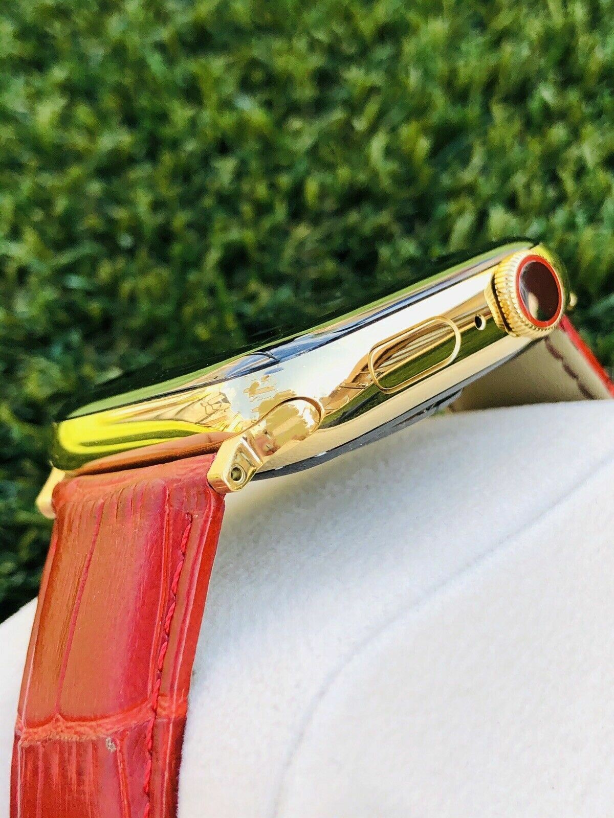 24K Gold Plated 41MM Apple Watch SERIES 9 Stainless Steel Red Band GPS LTE O2