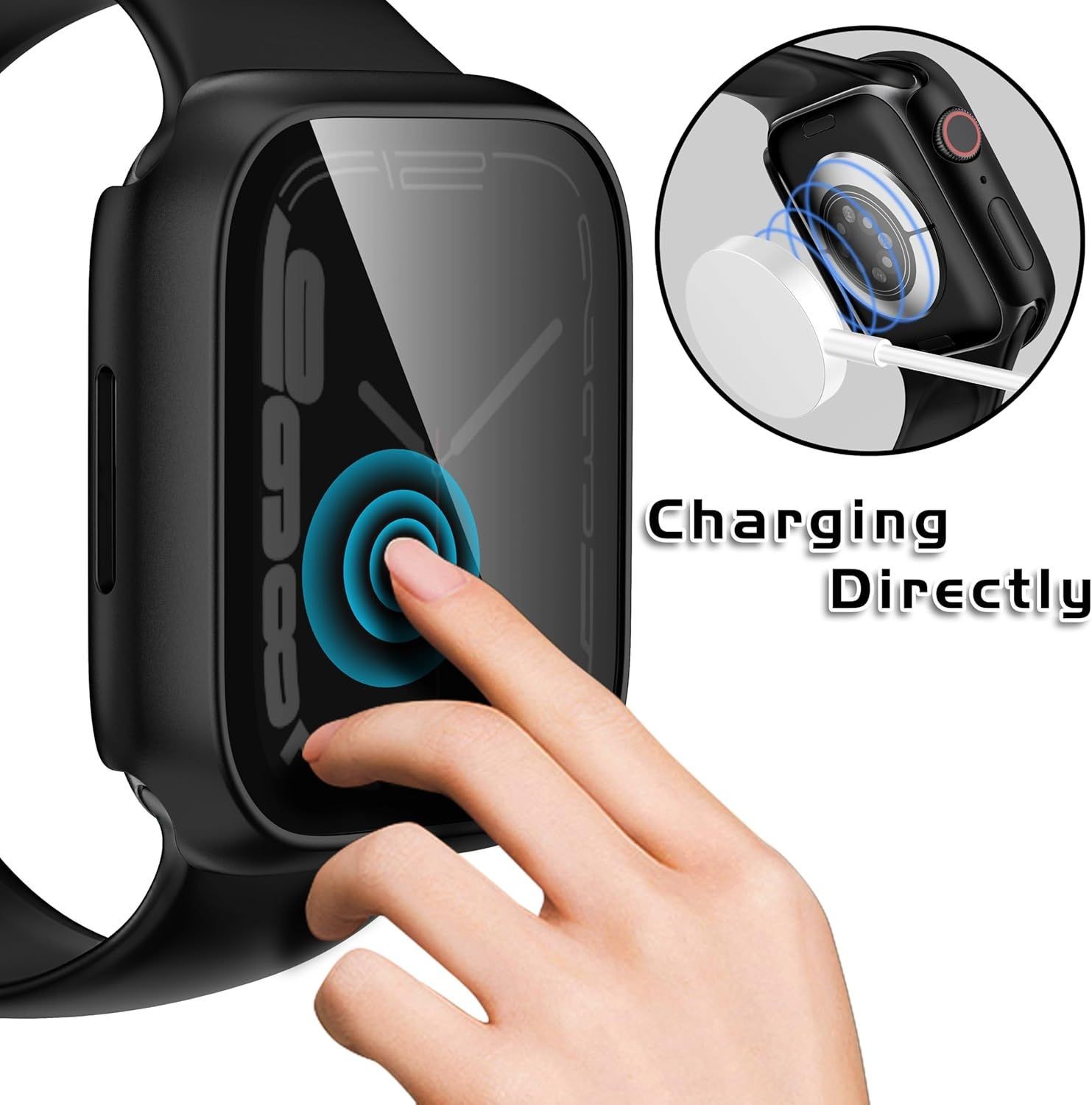 Black Waterproof Privacy Case for Apple Watch Ultra 49mm with Anti-peep Protecto