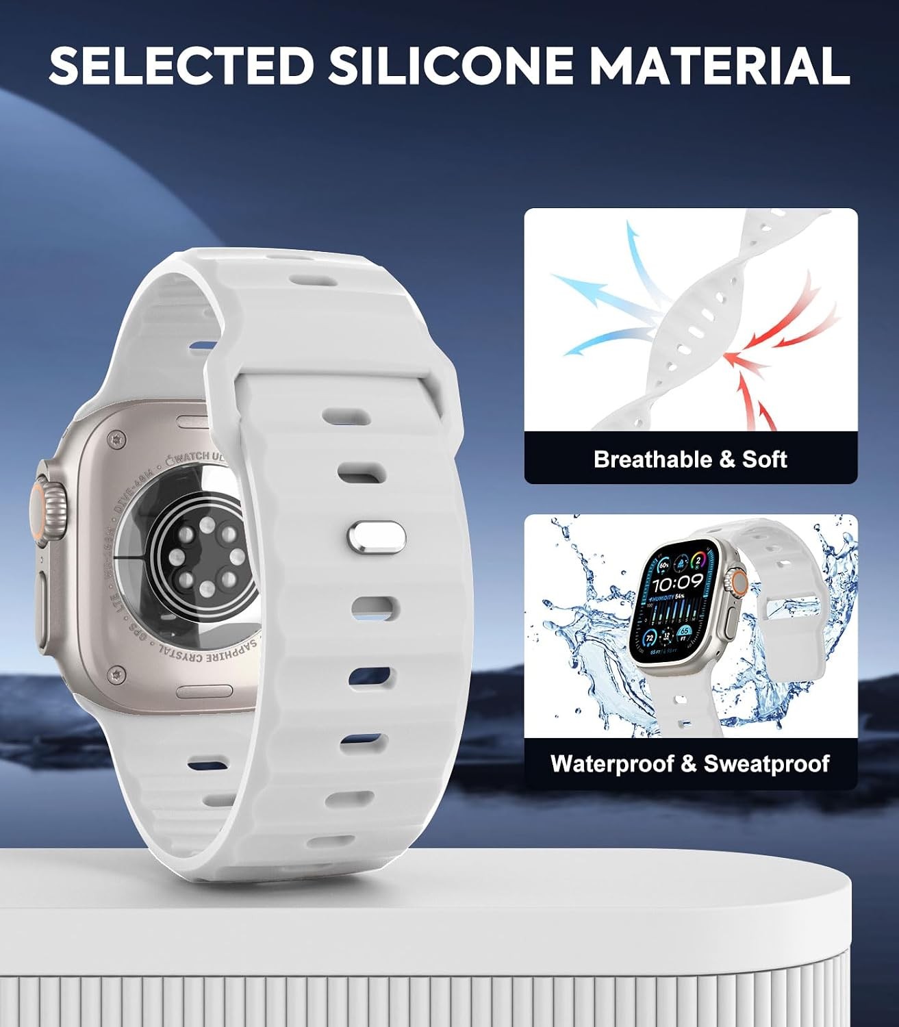 Sport Wrist Band Silicone Strap for Apple Watch Ultra 49mm, Compatible Replaceme