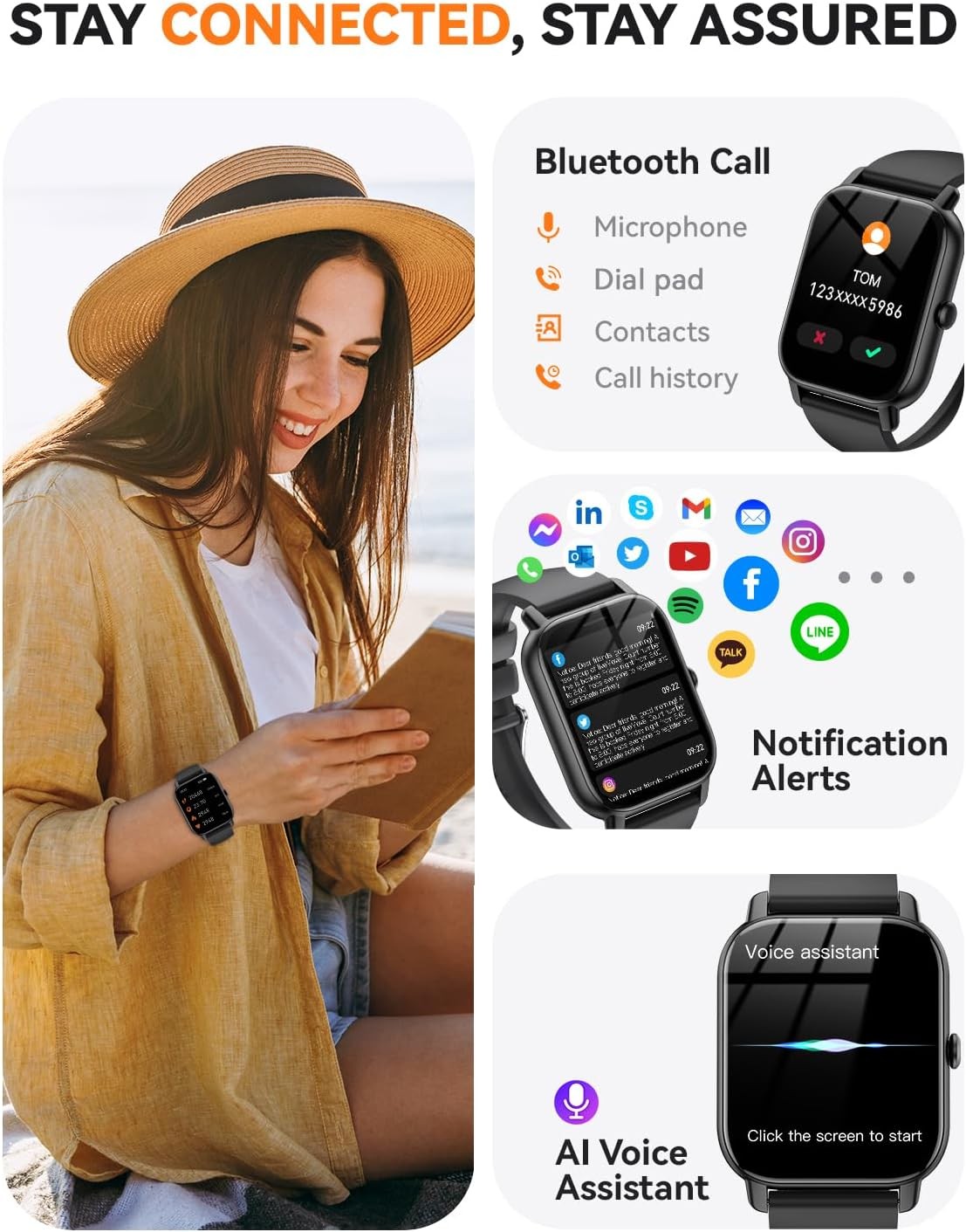 1.83 Inch Smart Watch Fitness Tracker IP68 Sleep Monitor For Android iOS
