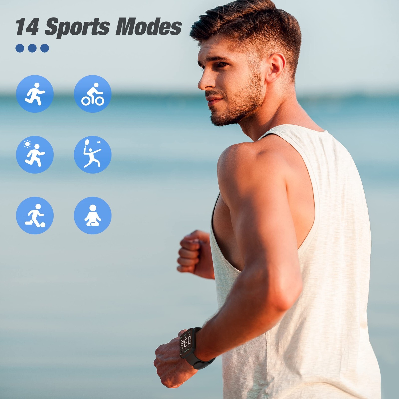 1.78” Fitness Smartwatch IP68 Waterproof Touch Screen, Black