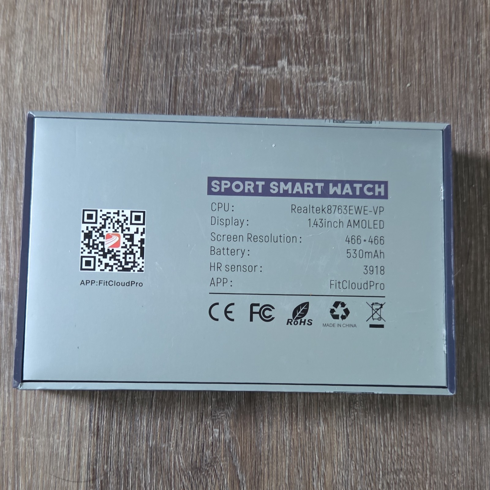 Sport Smart Watch AMOLED Display 1.43″ Fitness Tracker Black Silicone Band