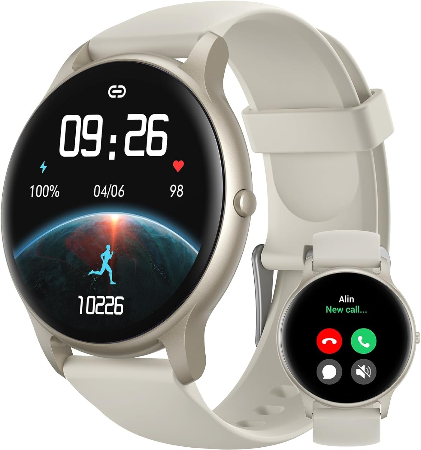 Round Smart Watch Waterpoof/Heart Rate/Steps for Motorola moto g power 5G (2024)