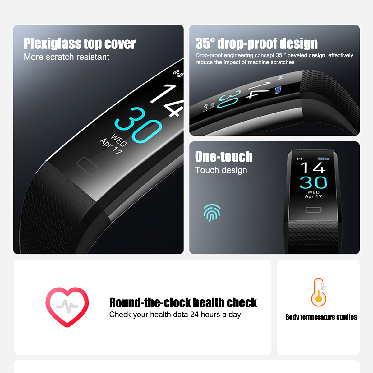 Smart Watch Band Sleep Heart Rate Monitor Tracker Fitness Wristband US STOCK