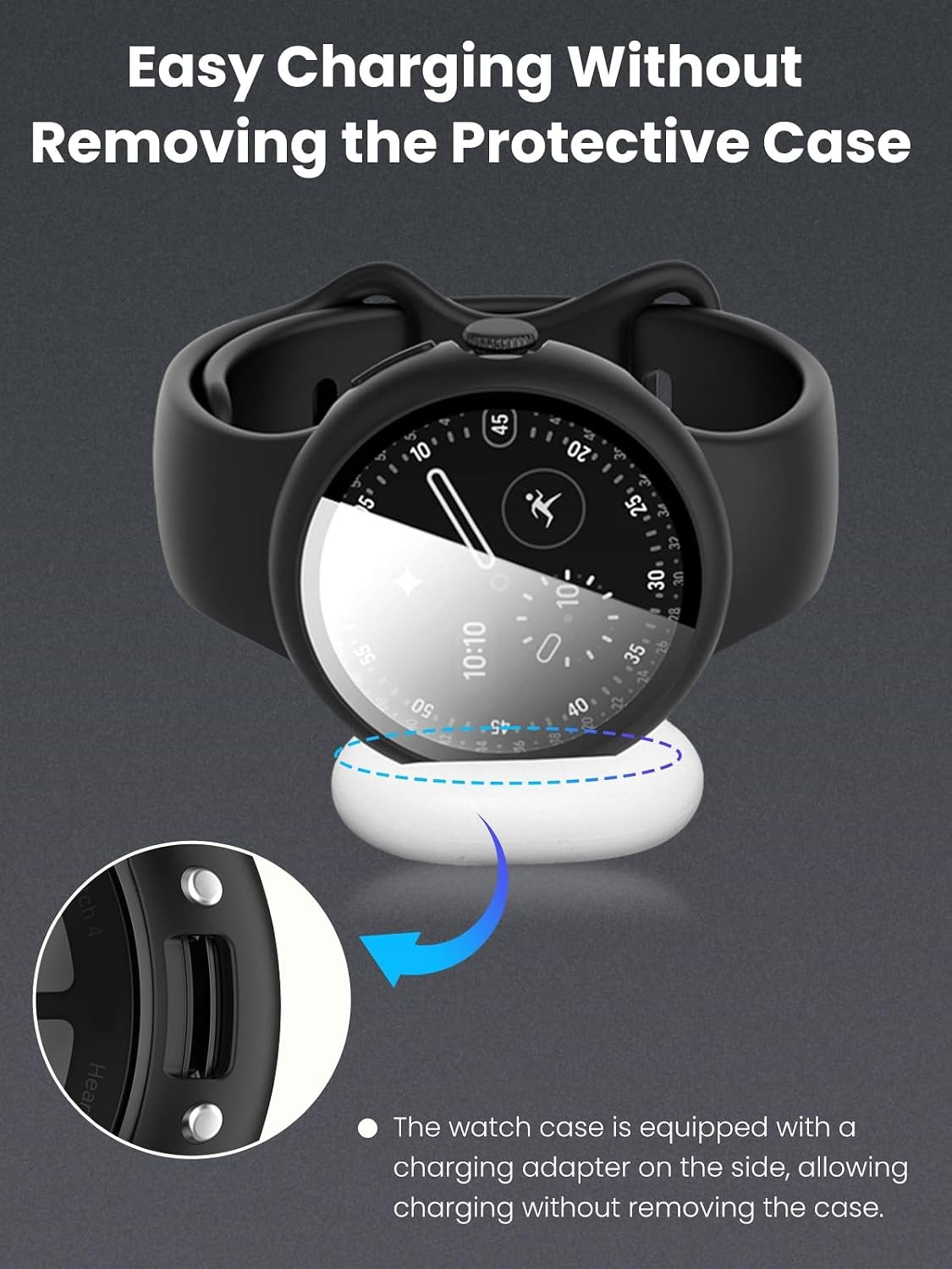 Tempered Glass Screen Protector and Hard PC Case for Google Pixel Watch 4 45mm