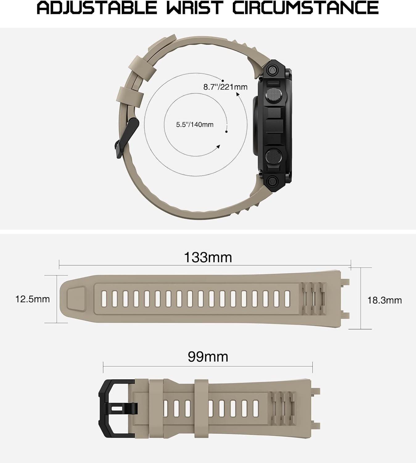MoKo Watch Band Compatible with Amazfit T-Rex 2 Outdoor GPS Smartwatch, Soft Sil