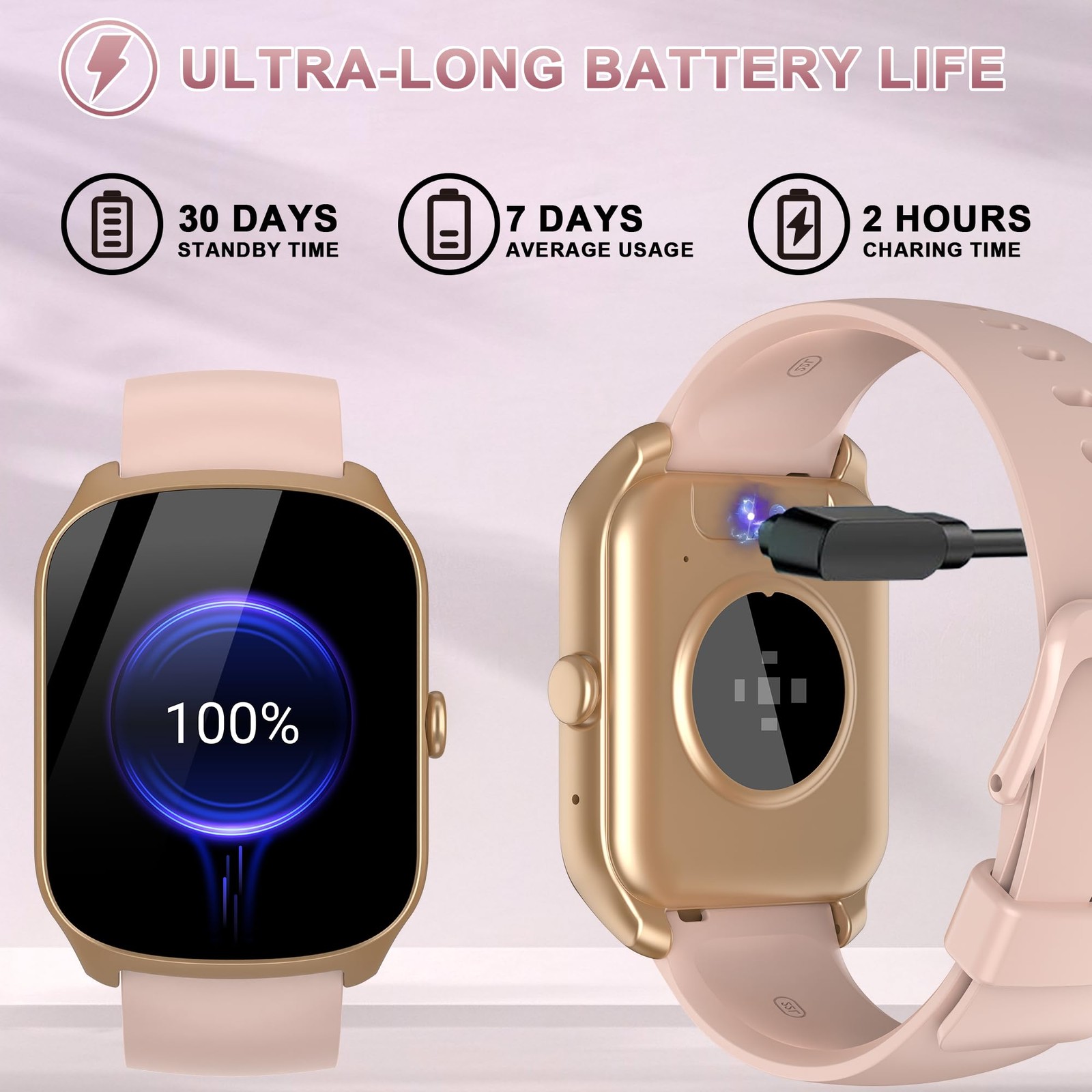 1.95” Reloj Inteligente Bluetooth Rose Para Mujer Compatible Con Iphone Android