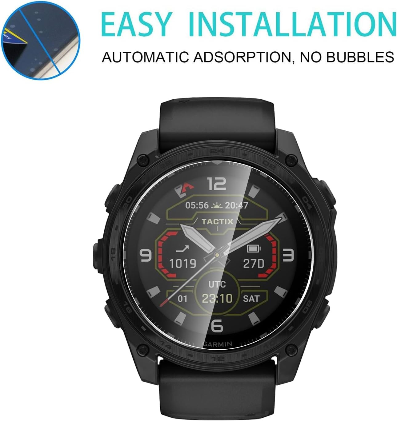 5 Pack Tempered Glass Screen Protector for Garmin Fenix 8 51mm, 9H Hardness