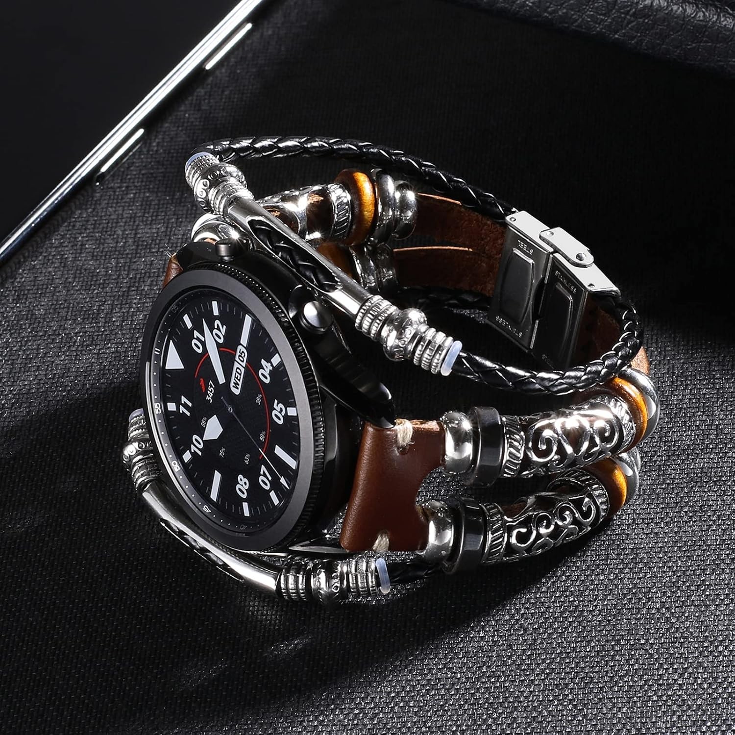 20mm Leather Band for Samsung Galaxy Watch 5 Pro 44mm & Other Models