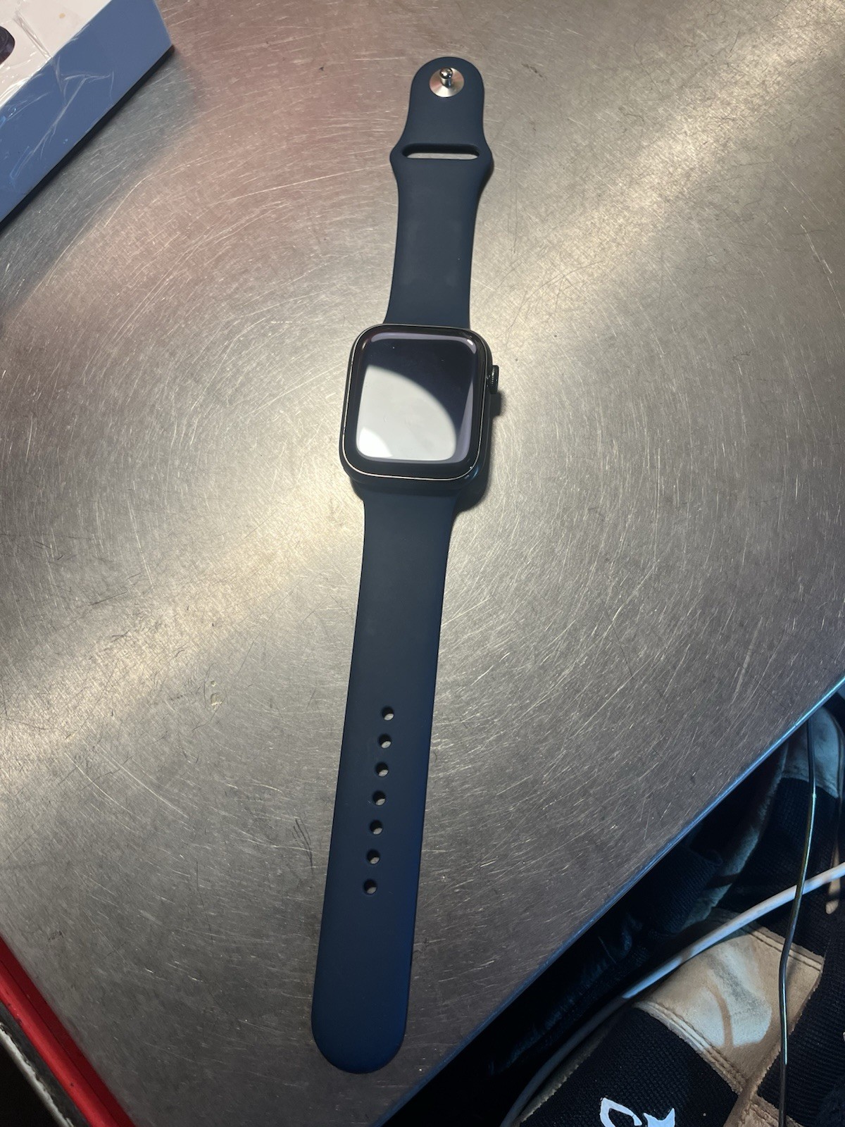 Apple Watch Series 7 45mm Black Case Blue Band GPS- Parts Only!