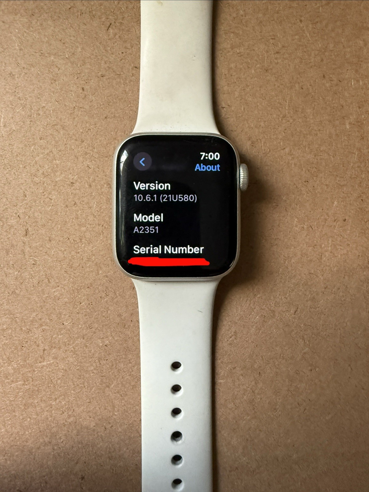 Apple Watch Series 6 A2351 40mm Silver Aluminum White Band 32GB