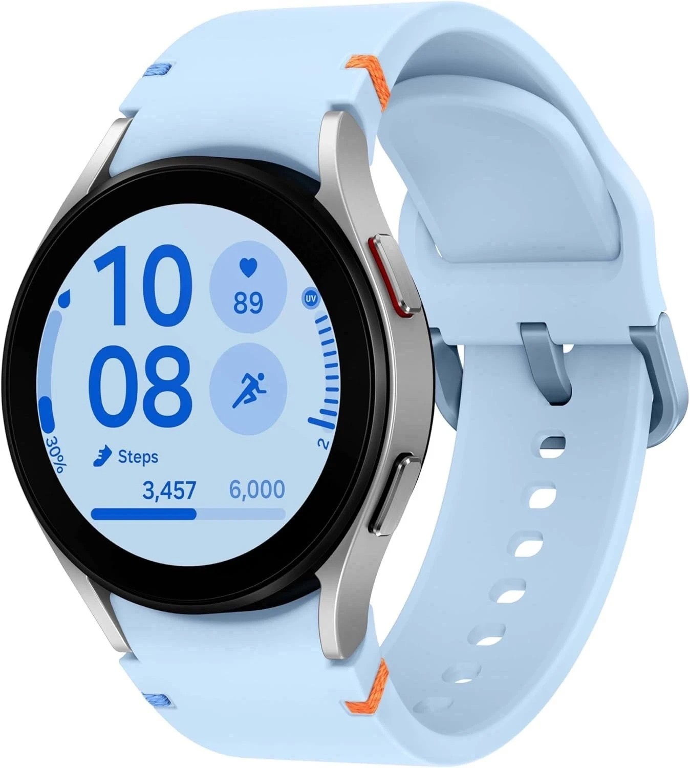 Samsung – Galaxy Watch FE Smartwatch 40mm BT, GPS, WiFI – with Blue Band/Silver