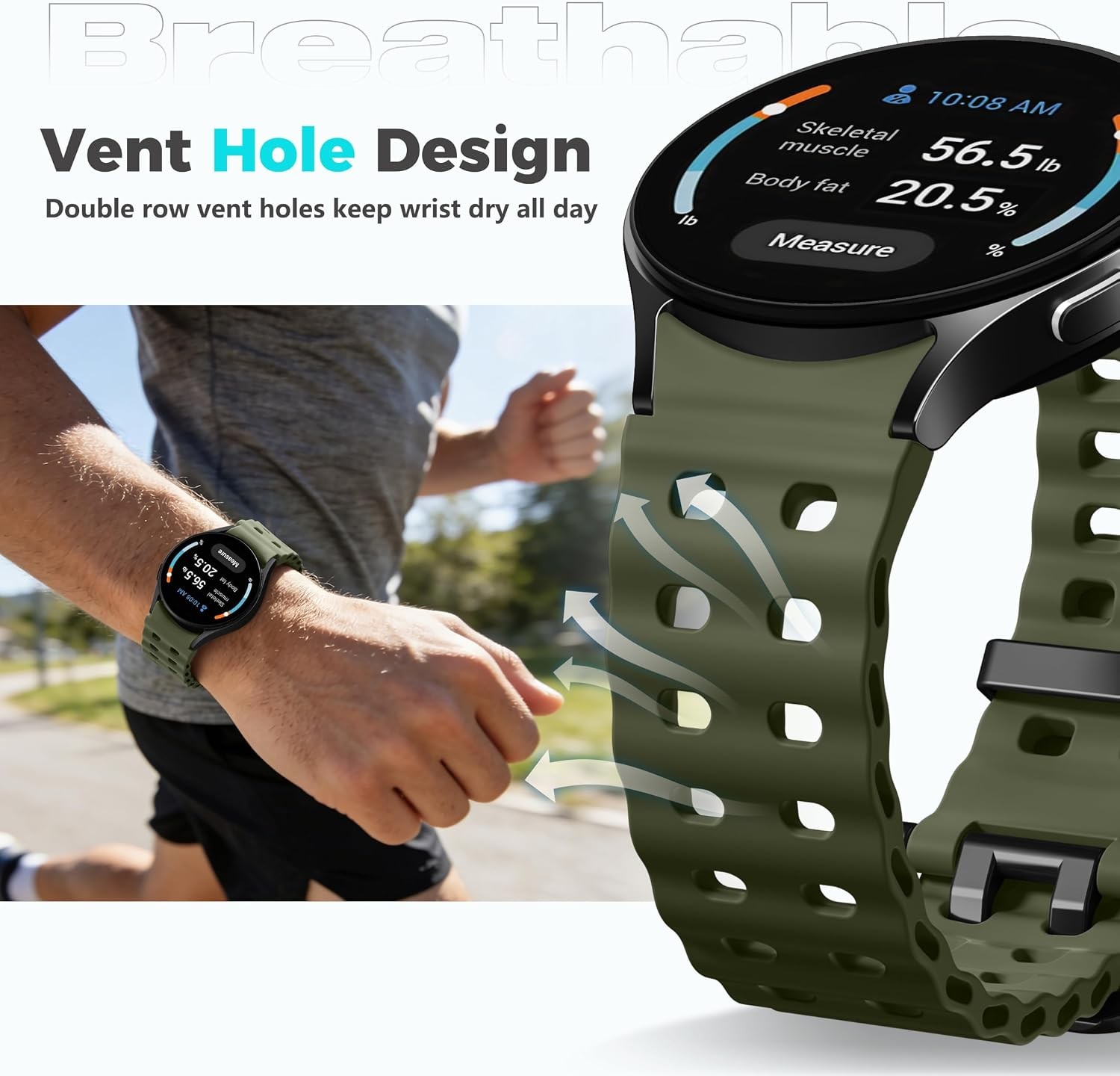 Sport Band for Samsung Galaxy Watch 7 6 5 4 20mm Waterproof Silicone Strap