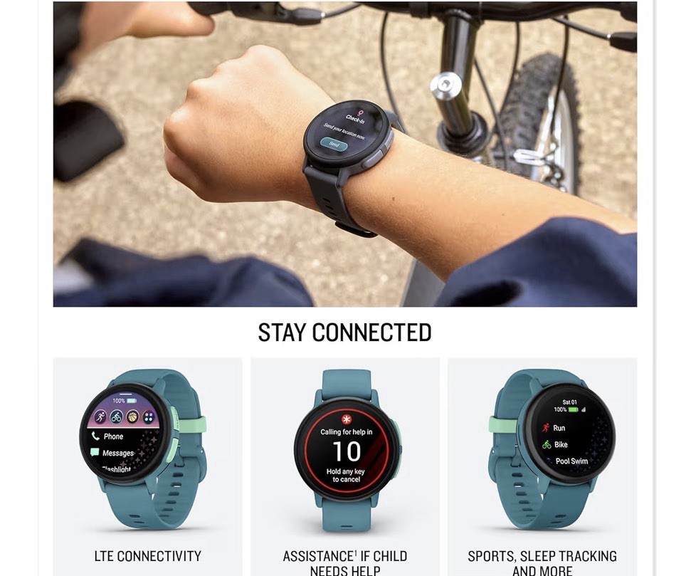 Brand NEW Garmin Bounce 2 Kids’ Smartwatch Messaging & Location – Turquoise