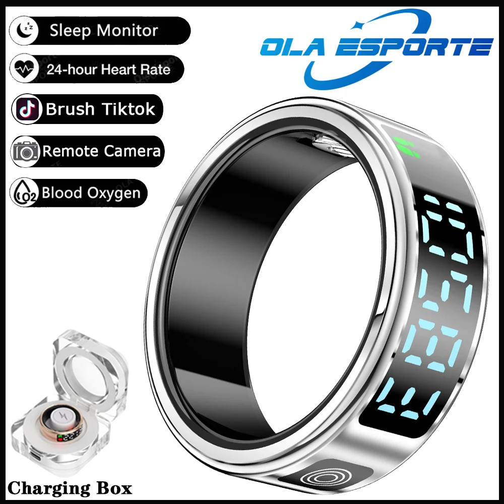 Display Screen Smart Ring Bluetooth Connection Heart Rate Sleep Monitoring Multi