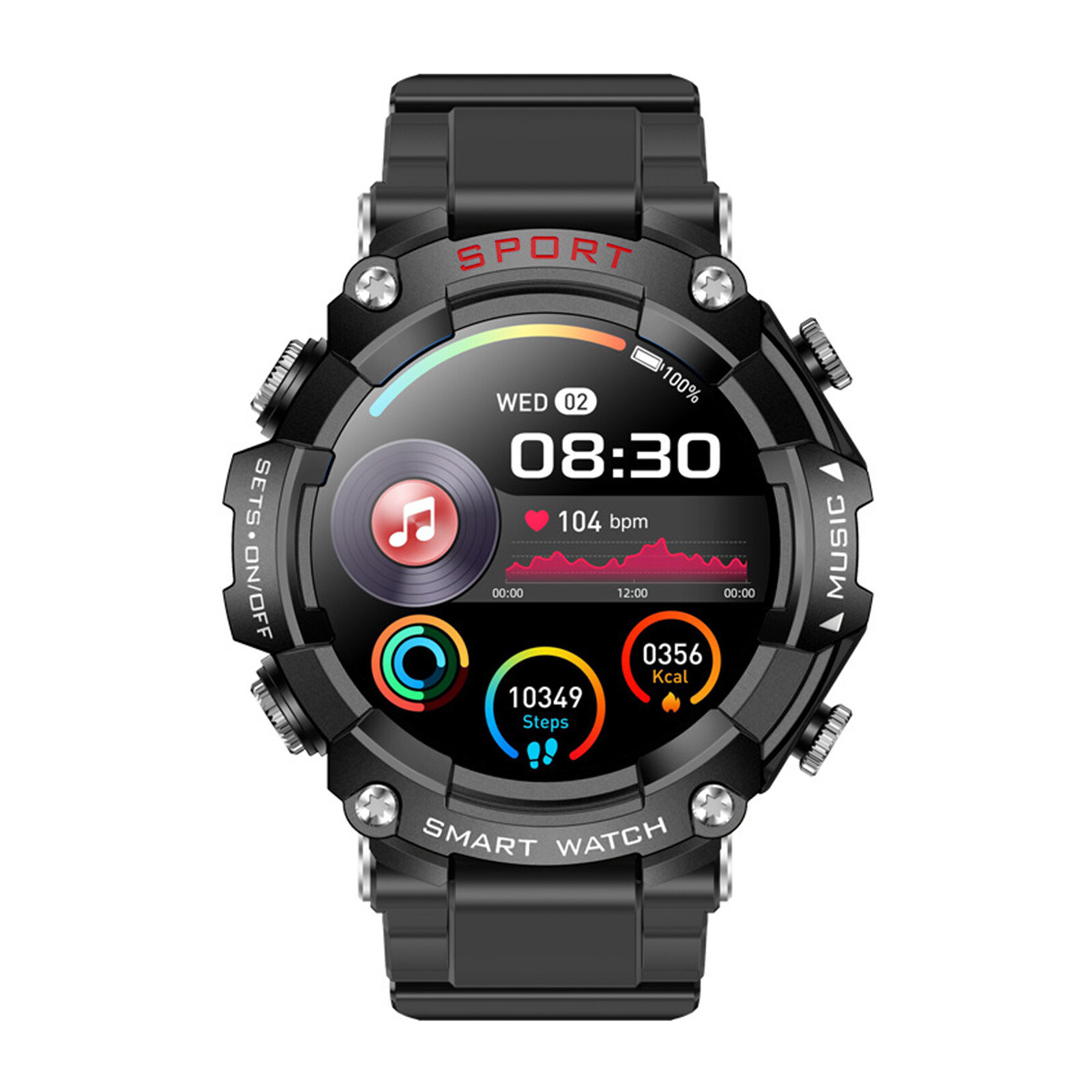 T96 MP3 Exercise Heart Rate Blood Pressure Oximetry Bluetooth Smart Watch