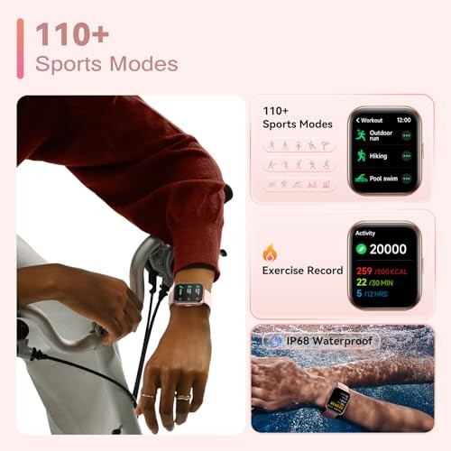 Smart Watches for Women & Men, Fitness Watch 1.8″ LCD Screen IDW208PLUS – Pink