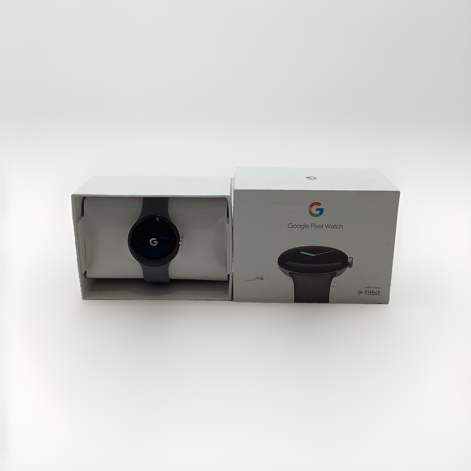 Google Pixel Watch Polished Silver Stainless Steel Case with Charcoal Band Wi-Fi
