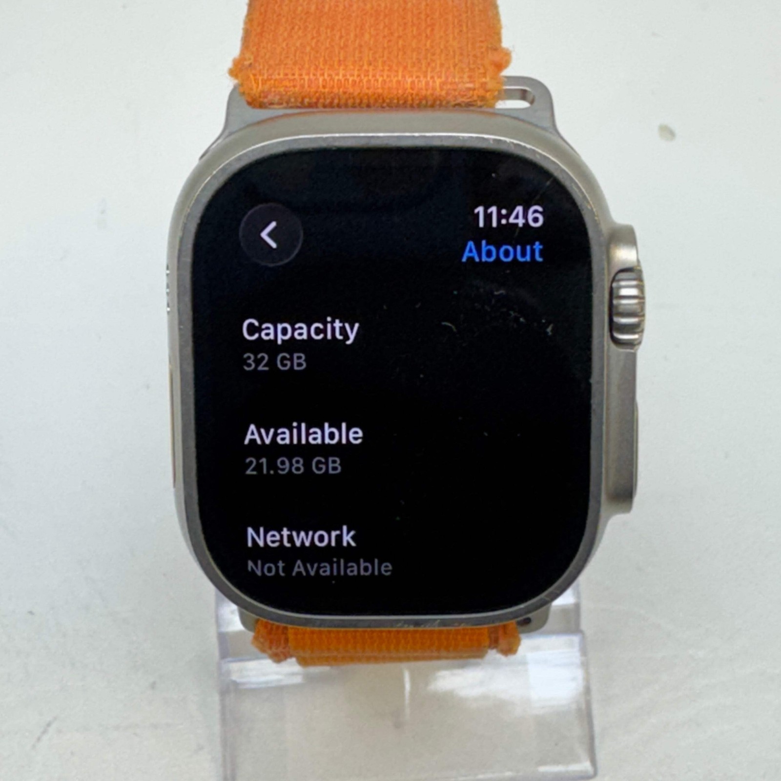 Unlocked Apple Watch Ultra 49MM Natural Titanium Orange Alpine Loop MQEU3LL/A