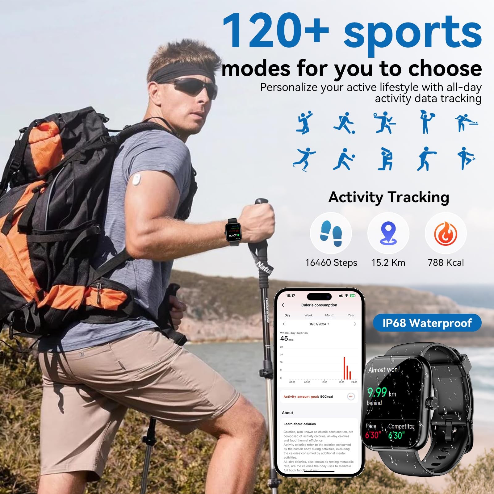 Senbono Smart Watch Alexa Built-In 1.83 Hd Touchscreen Digital Bluetooth