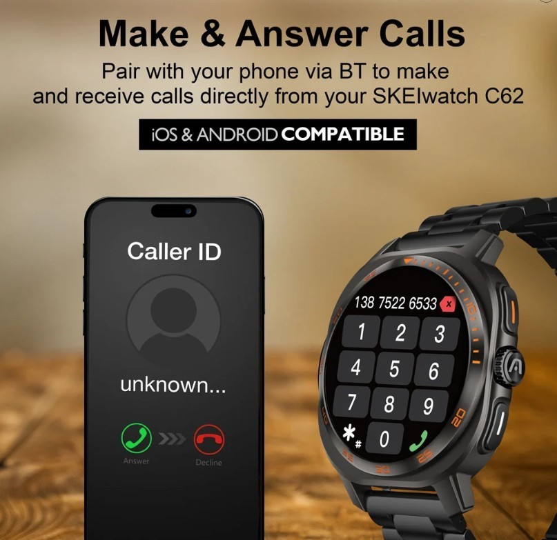 ArgomTech SkeiWatch C62 AMOLED Smartwatch BT Call AI GPS Fitness