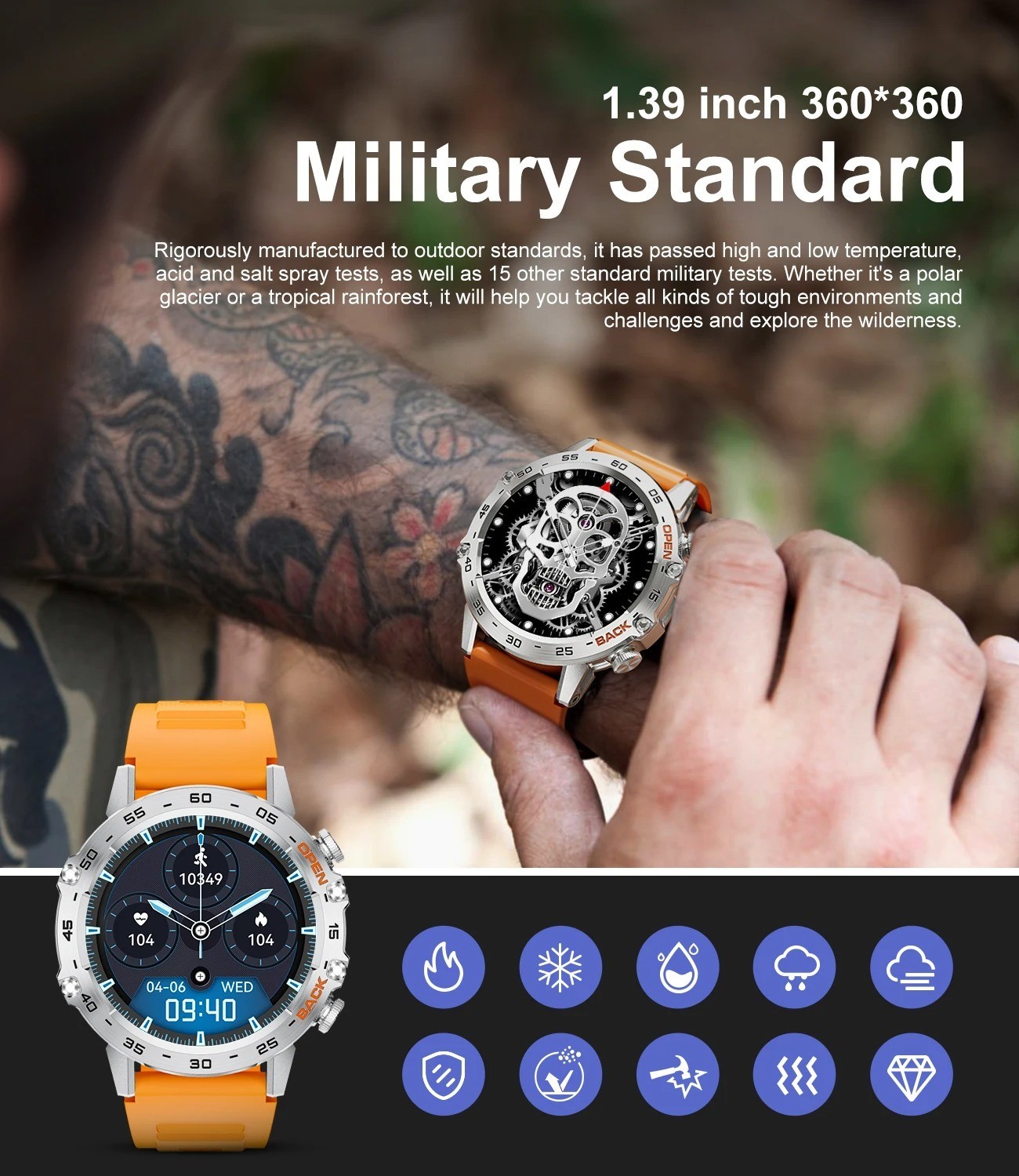LIGE 1.39″ New Smart Watch Men Bluetooth Call Sport Fitness Heart Rate Monitorin
