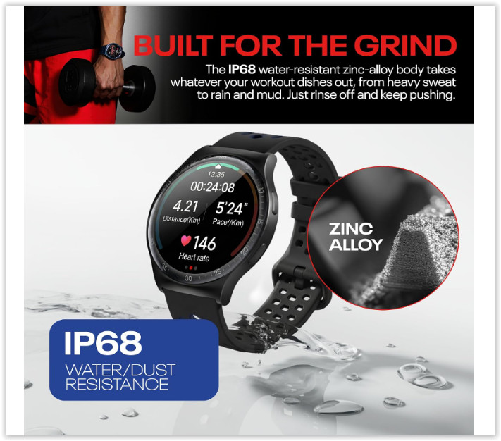 NIB Reebok Pulse Smart Watch AMOLED Display Heart Rate Monitor Midnight Steel