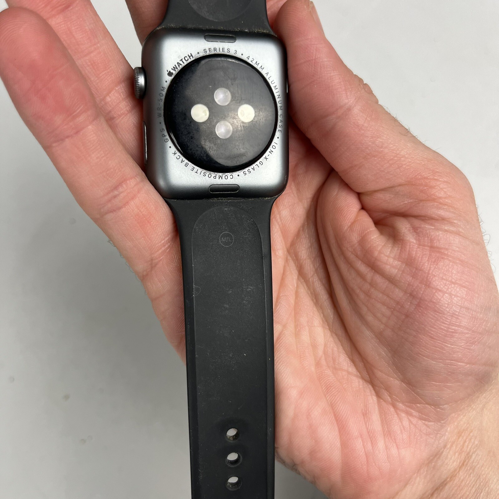 Apple Watch Series 3 Space Grey 42 mm Sport Band For Parts Or Repair Cracked
