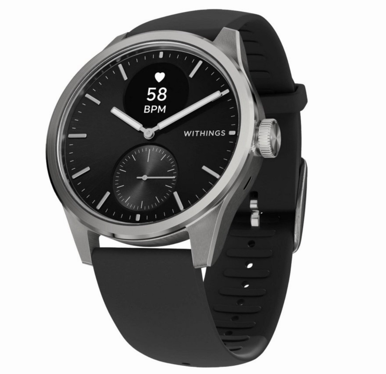 Withings ScanWatch 2 – Heart Health Hybrid Smartwatch – 42mm – Black/Silver NEW