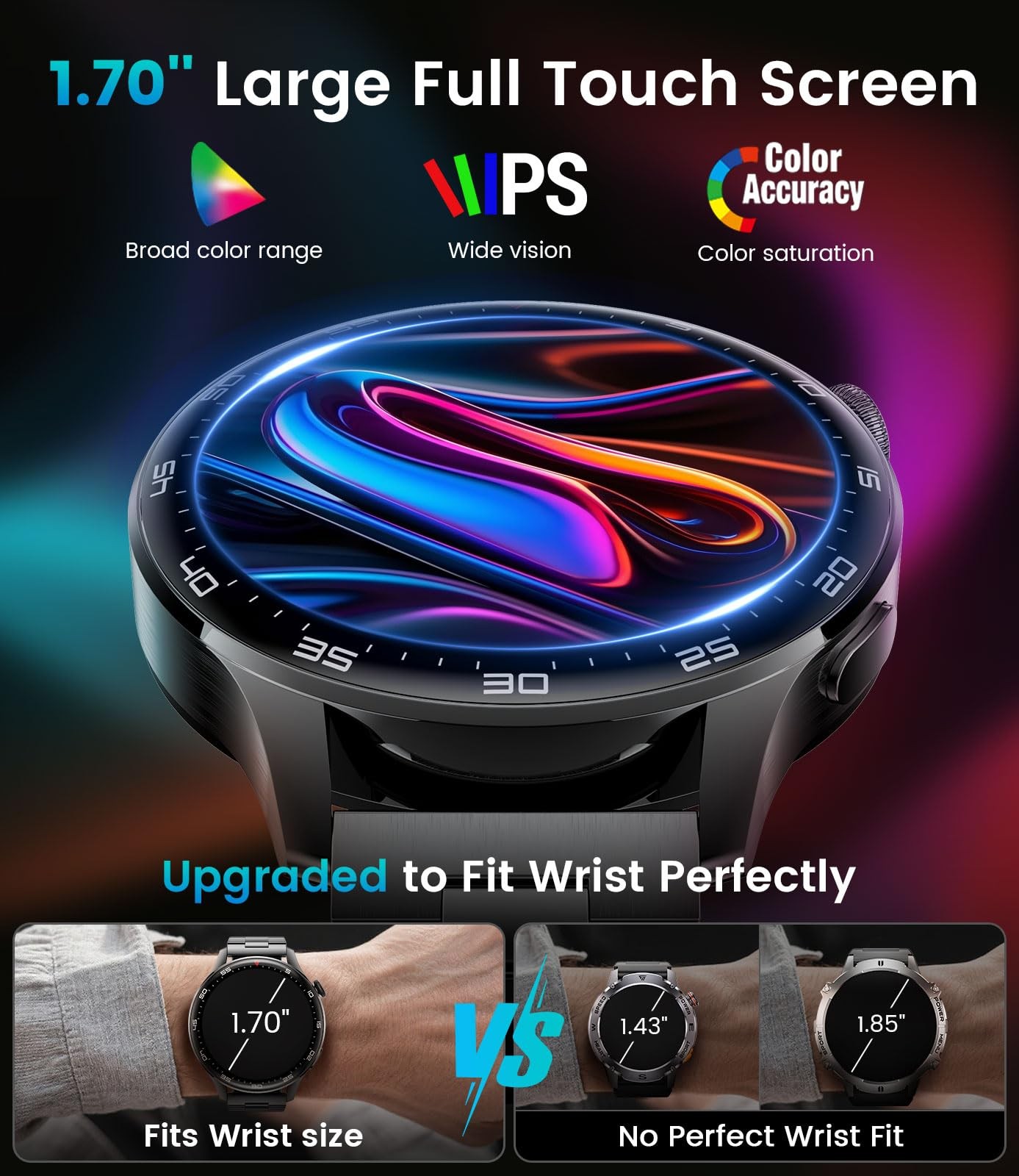 Benyar Smart Smart Watch For Men 17 Hd Large Screen Mens 800Mah