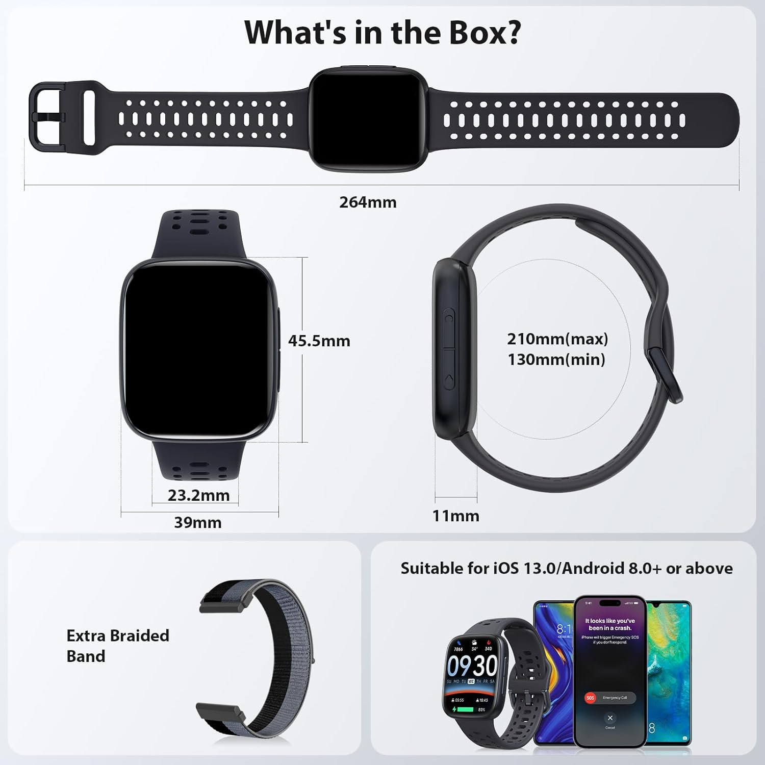 Smart Watches for Men Android Iphone (2 Bands), [1.85″ AMOLED Screen] Smartwatch
