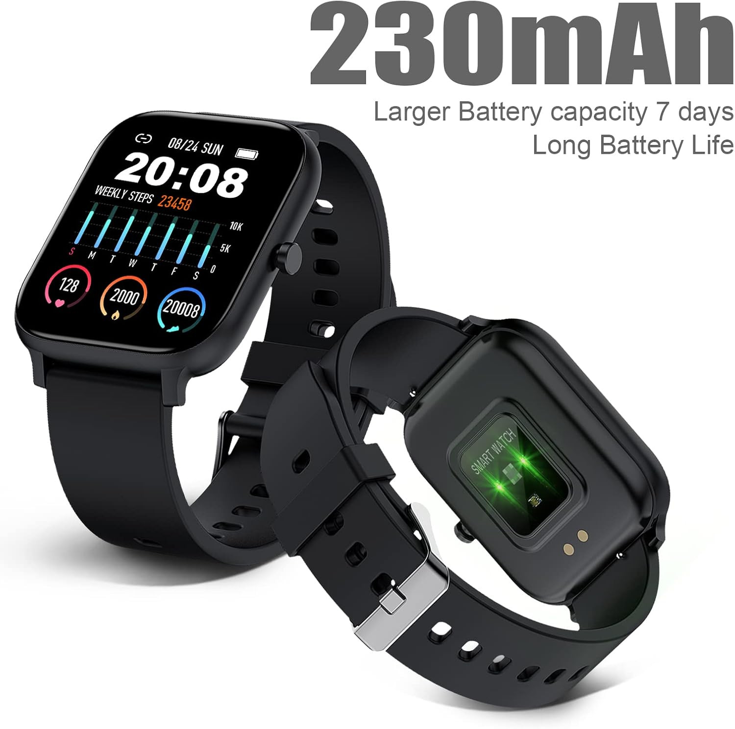 Reloj inteligente para hombres y mujeres, compatible con iPhone, Android, negro
