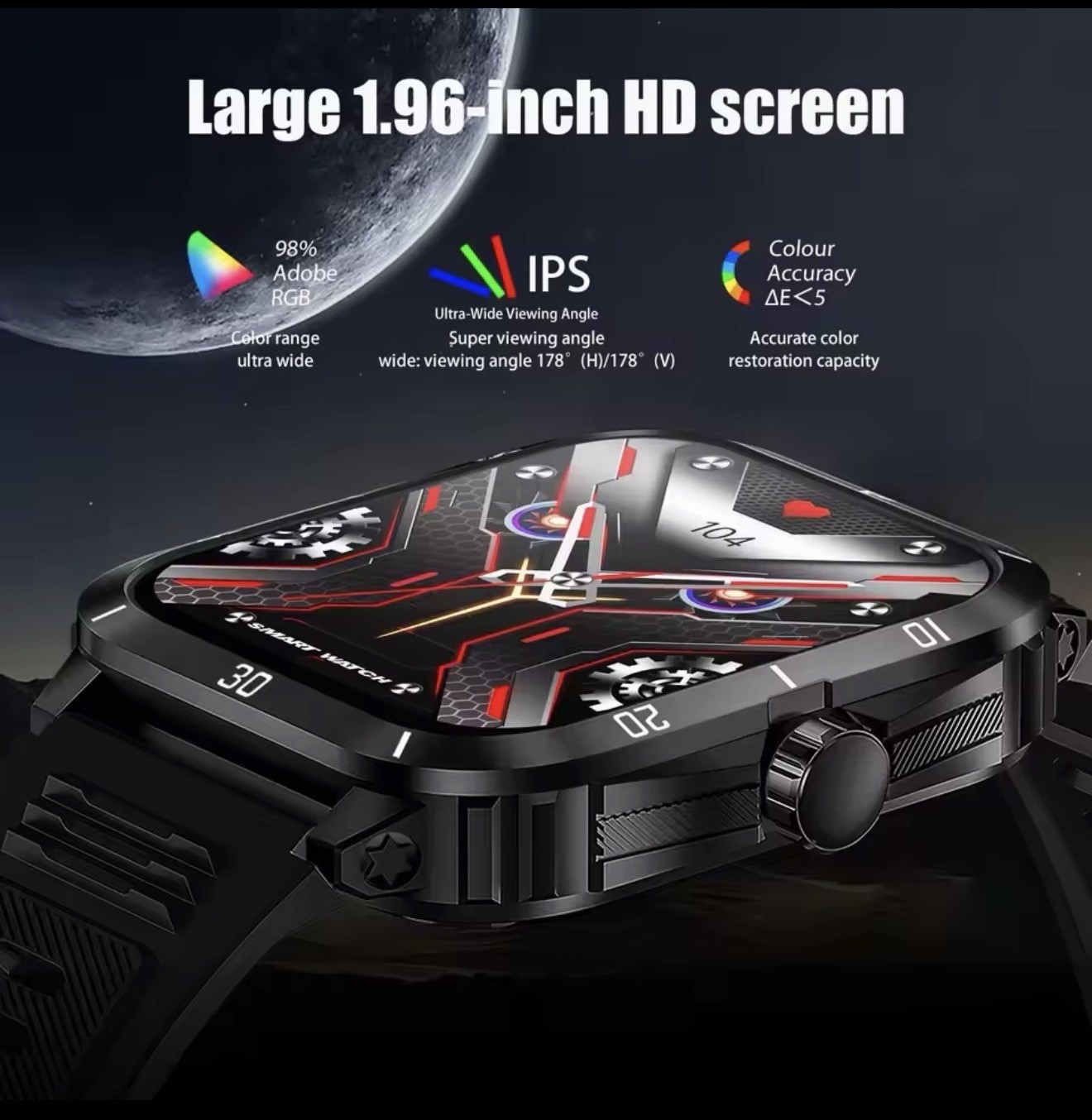 EIGIIS KT71 Smart Watch 1.96” IPS 3ATM Waterproof Bluetooth Call Heart Rate 100+